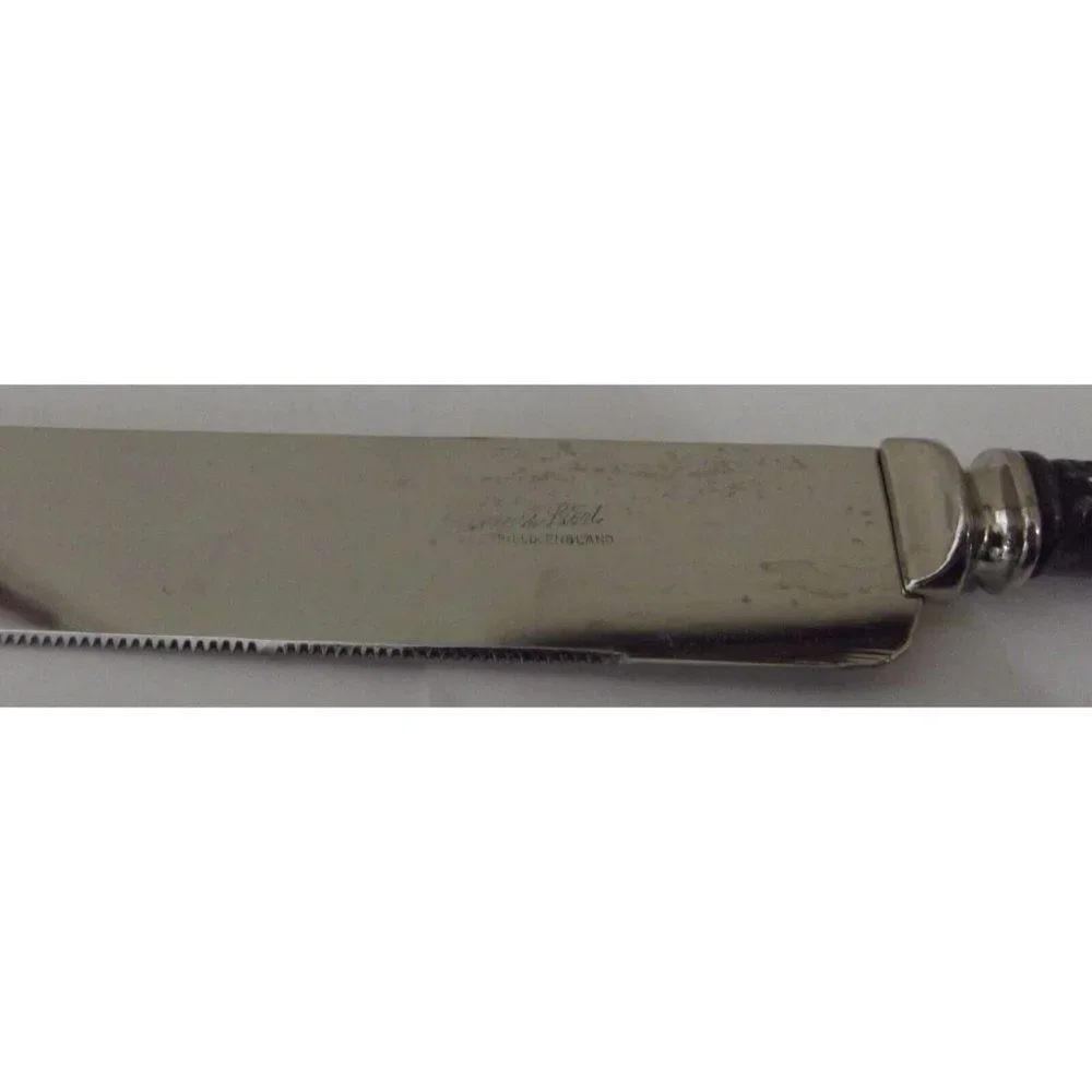 Sheffield England Knife Ornate Handled Distressed Stainless Steel bread 12